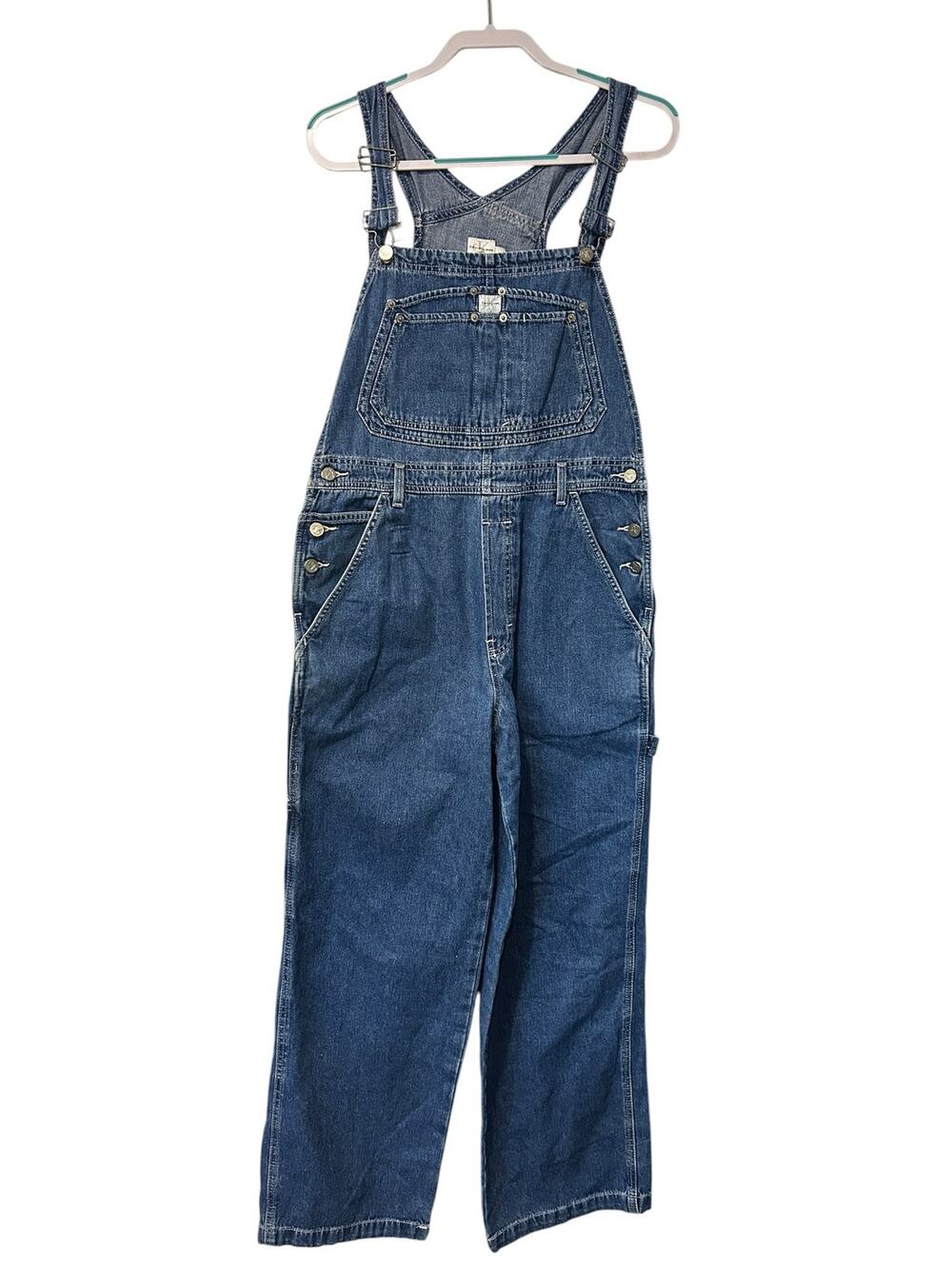 Vintage 90s Calvin Klein Denim Overalls Double Stone Wash Baggy Carpenter L